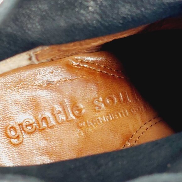 Gentle Souls by Kenneth Cole Black Suede Leather Lace Up Wedge Ankle Boots H552 - Picture 9 of 11